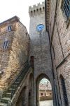 La Torre dell'Orologio in centro al borgo di Moresco nelle Marche (Italia).
