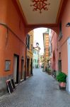 Uno scorcio del centro storico di Celle Ligure, Savona: siamo in una delle principali località turistiche della riviera ligure di ponente.
