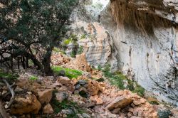 Uno scorcio del sito archeologico di Tiscali nella valle di Lanaitto, Dorgali, Sardegna. Decenni di incuria e saccheggi hanno notevolmente danneggiato questo luogo che conserva tuttavia un'atmosfera ...