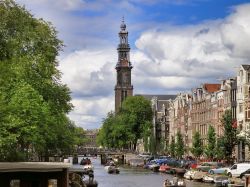 La torre della Westkerk si trova sul confine del quartiere Jordaan ad Amsterdam (Olanda)