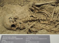 Particolare di una antica sepoltura esposta al museo Classis di Ravenna, Emilia Romagna.
