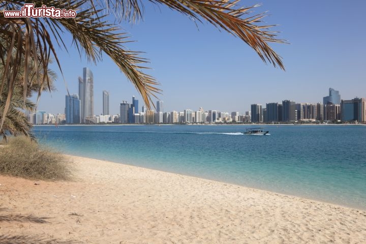 Immagine Lungo la costa di Abu Dhabi i grattacieli incontrano il paesaggio paradisiaco degli Emirati Arabi Uniti, con lunghe spiagge di sabbia bianca, palme e acqua cristallina - © Philip Lange / Shutterstock.com