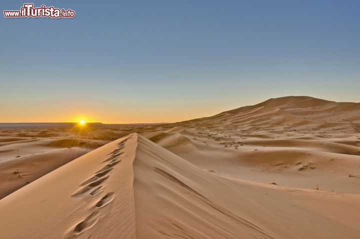 Immagine Alba sulle dune di Merzouga: l'escursione mattutina sull' Erg Chebbi, nel Sahara marocchino, è divenuta uno dei "must" di una vacanza in Marocco - © Anibal Trejo / Shutterstock.com