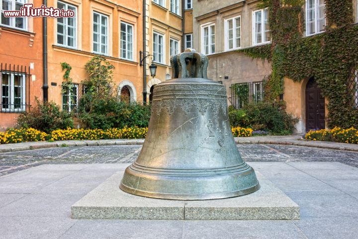 Immagine Una storica campana di bronzo, datata 17°secolo. E' posta nel centro di piazza Kanonia a Varsavia, la capitale della Polonia - © Artur Bogacki / Shutterstock.com