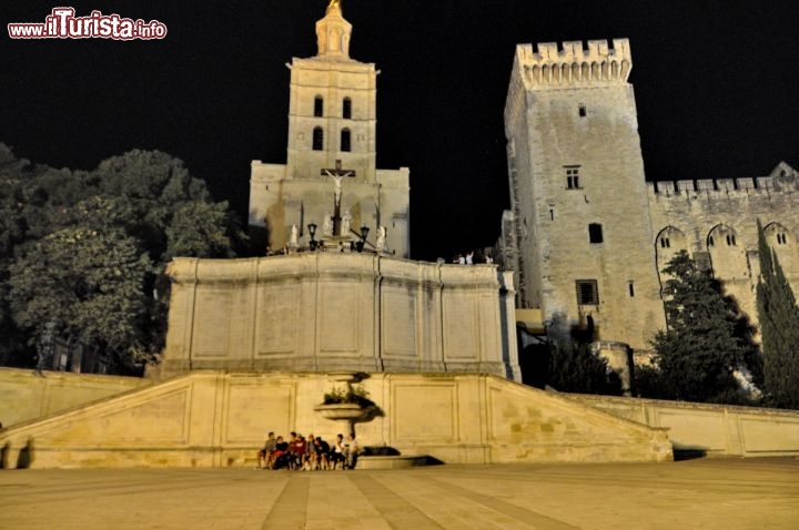 Immagine Fotografia notturna Avignone Notre Dame des Doms e Palazzo dei Papi