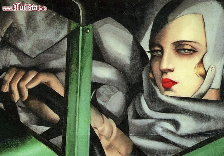 Immagine Mostra Tamara de Lempicka a Torino, Piemonte.  Particolare di uno dei dipinti di questa pittrice simbolo dell'Art Decò e protagonista della mondanità del primo dopoguerra.