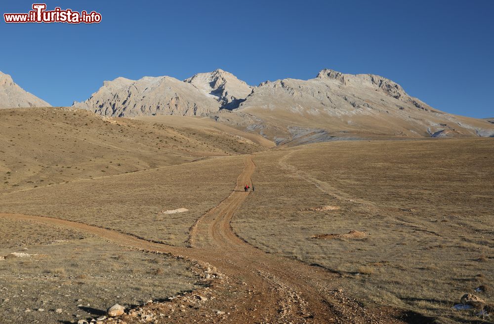 Immagine Alpinisti in escursione all'Aladaglar National Park di Nidge, Turchia. Il nome "Ala-Daglar" deriva dal colore arrugginito delle sue colline al tramonto. Questo parco nazionale ospita le vette più alte del Tauro centrale in Turchia.