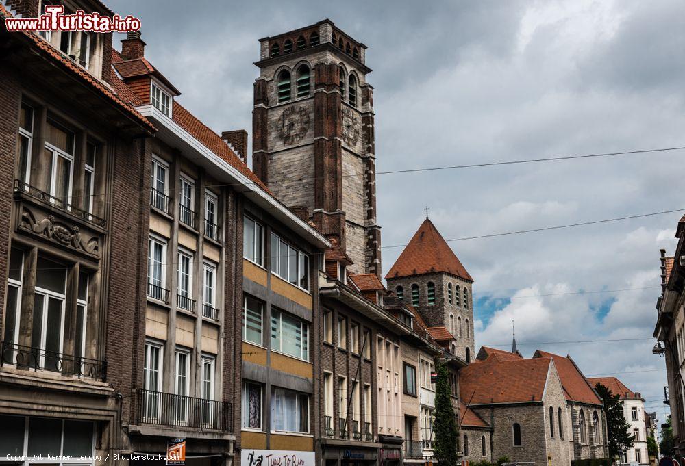 Immagine Antichi palazzi residenziali e commerciali a Tournai, Belgio. Al centro, la torre della chiesa di Saint Brice - © Werner Lerooy / Shutterstock.com