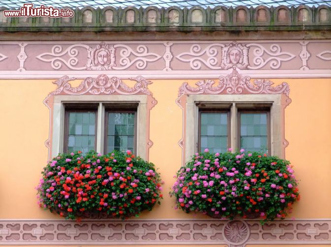 Immagine Balconi fioriti municipio di Obernai in Francia - © Carole Castelli / Shutterstock.com