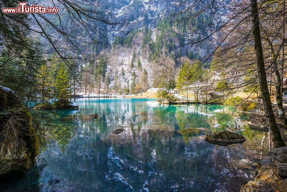 Immagine Blausee il lago cristallino vicino a Kandersteg in Svizzera