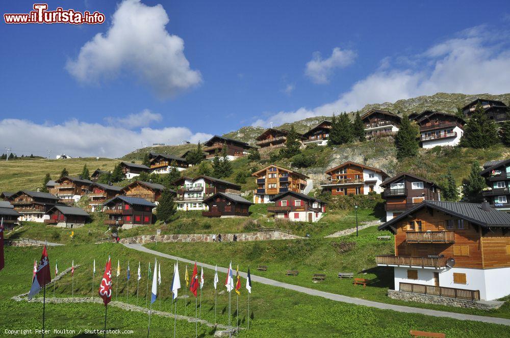 Immagine Chalets a Bettmeralp, Svizzera. Situato a poco meno di 2 mila metri di altitudine, questo grazioso villaggio di montagna delle Alpi svizzere è adagiato all'interno del soleggiato altopiano dell'Aletsch - © Peter Moulton / Shutterstock.com