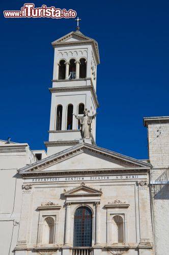 Immagine Chiesa del Santissimo Redentore di Ruvo di Puglia - Iniziata nel 1900 e completata solo mezzo secolo più tardi, questa bella chiesa di Ruvo di Puglia si presenta con un porticato diviso in arcate per quanto riguarda l'ordine inferiore mentre quello superiore è impreziosito da due nicchie e da una finestra centrale. L'interno ha volta a botte che copre l'unica navata sulle cui pareti si dispongono ben otto cappelle con le relative nicchie. A decorare l'altare vi è un grande mosaico che rappresenta la Chiesa in cammino verso il Redentore © Mi.Ti. / Shutterstock.com