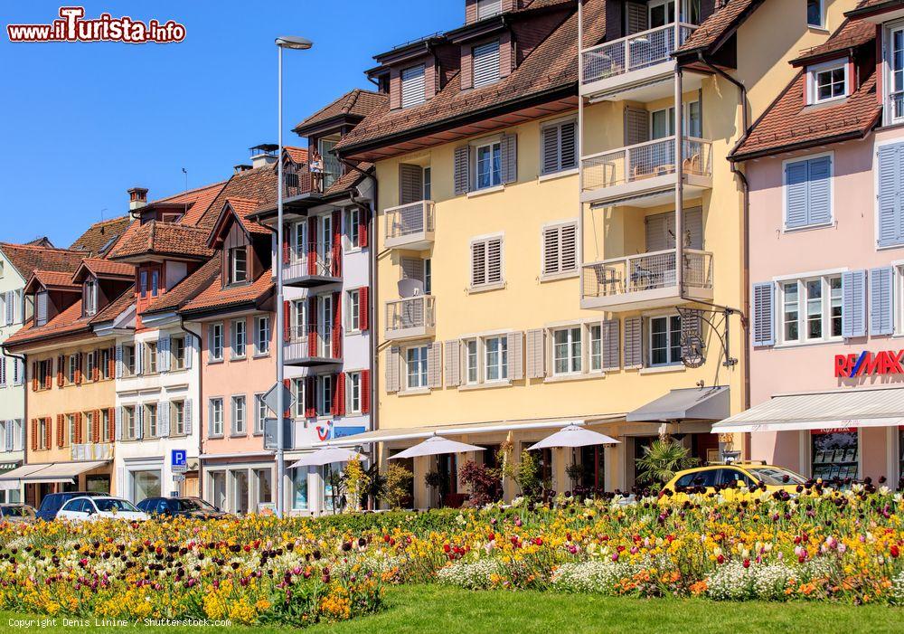 Immagine Edifici affacciati su Chamerstrasse street a Zugo, Svizzera, fotografati in una giornata di sole - © Denis Linine / Shutterstock.com