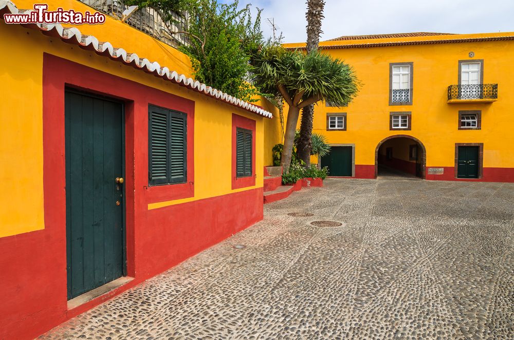Immagine Gli edifici gialli della Fortaleza de Sao Tiago sul lungomare di Funchal, Madeira (Portogallo).