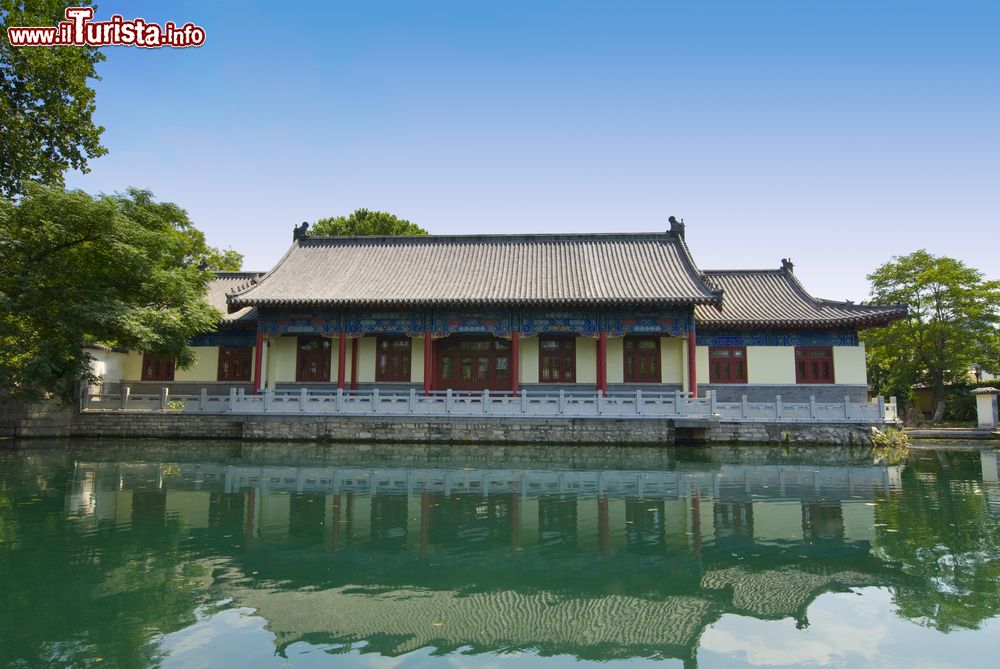 Immagine Il giardino botanico di Jinan, Cina. Durante la stagione della fioritura, questo centro botanico, impreziosito da laghetti e tipiche costruzioni cinesi, assume mille colorazioni differenti.