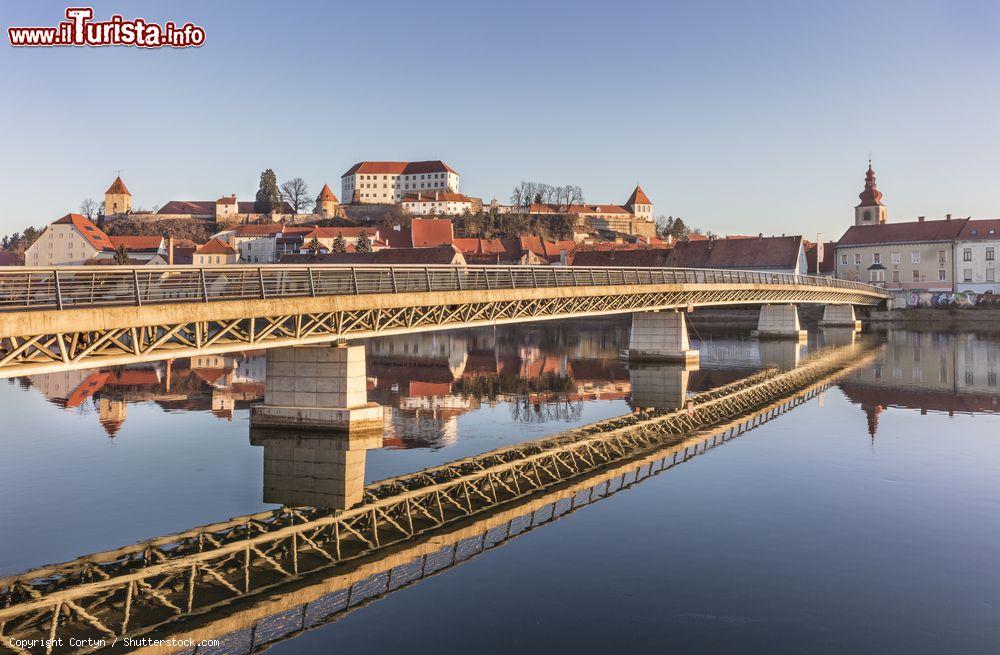 Immagine Il moderno ponte che attraversa il fiume Drava nella città di Ptuj, Slovenia. Questo fiume lungo circa 700 km è un affluente del Danubio  - © Cortyn / Shutterstock.com