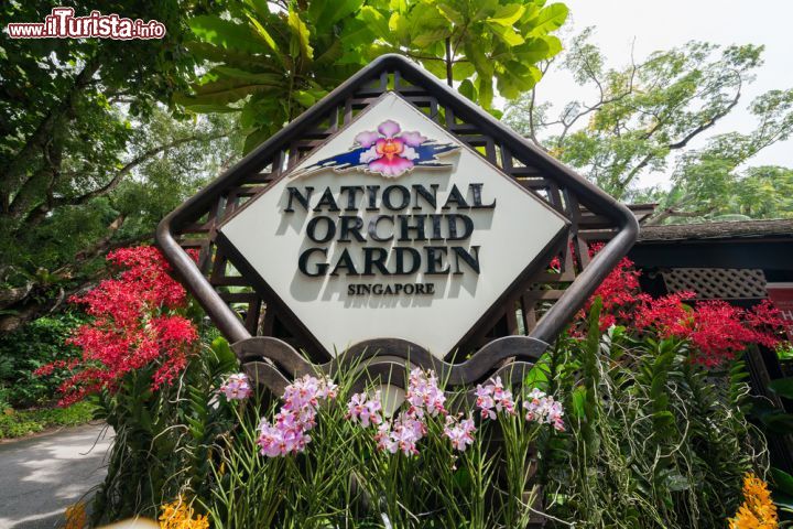 Immagine Insegna all'ingresso del National Orchid Garden di Singapore. Su una superficie di 3 ettari si può ammirare la più grande collezione al mondo di orchidee: 60 mila esemplari, mille specie diverse e 2 mila ibridi  - © 279111218 / Shutterstock.com