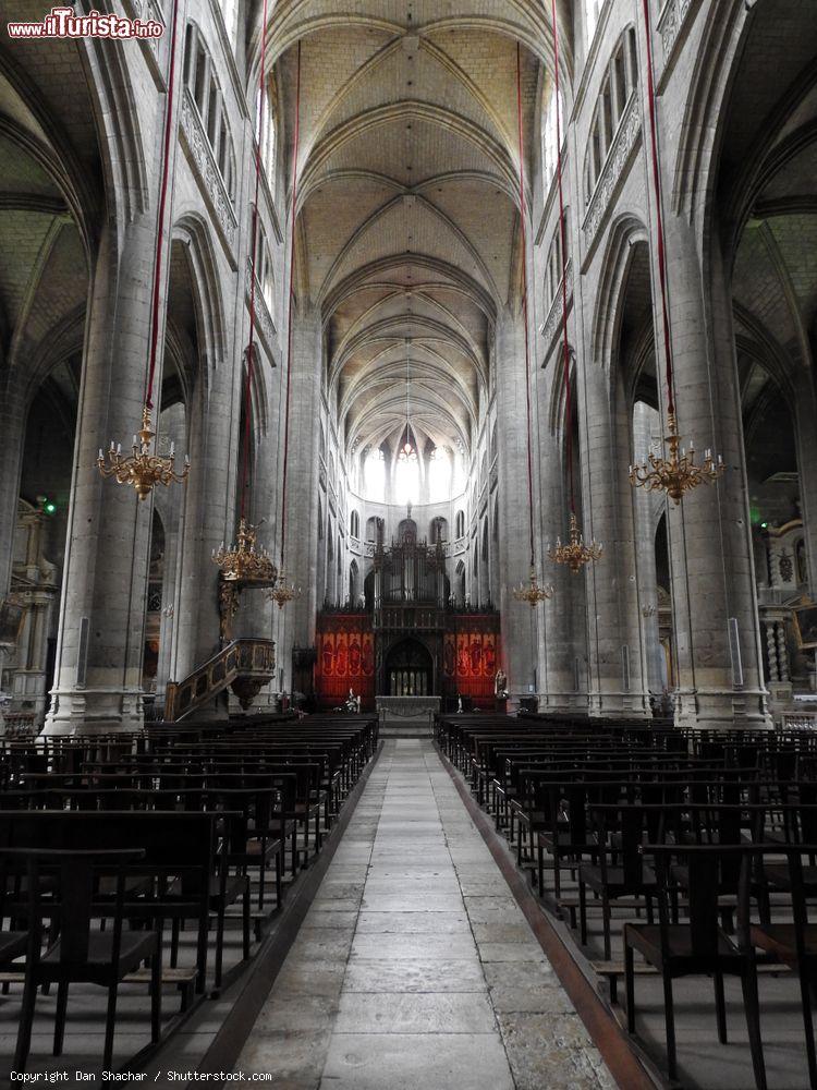 Immagine Interno della cattedrale di Santa Maria a Auch, Francia: monumentale nazionale, l'edificio religioso venne costruito fra il XV° e il XVII° secolo e ospita veri capolavori d'arte come i 113 stalli in quercia scolpiti con più di 1500 figure - © Dan Shachar / Shutterstock.com