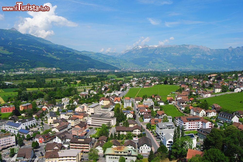 Immagine La città di Vaduz vista dall'alto, Liechtenstein. Ai turisti piace la capitale di questo piccolo stato non solo per  il patrimonio di chiese e edifici ma anche per la possibilità di effettuare escursioni nella natura  - © Alizada Studios / Shutterstock.com