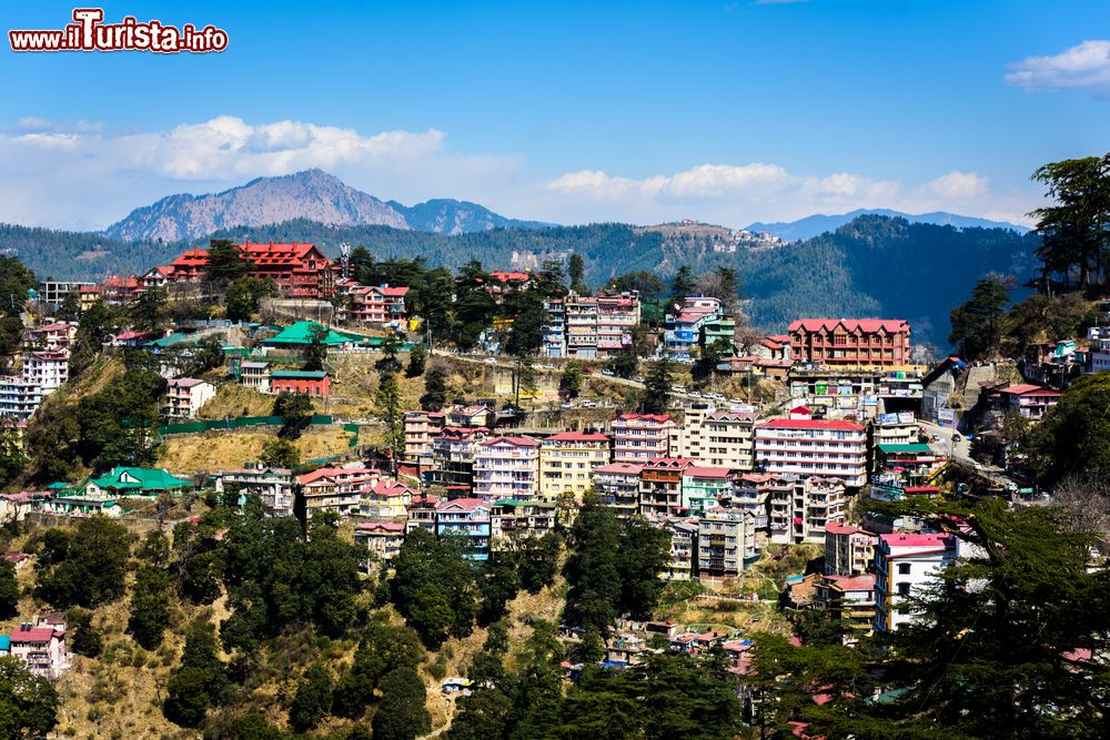 Immagine La cittadina di Shimla, stato federato dell'Himachal Pradesh, India. Popolare destinazione turistica, Shimla viene spesso chiamata dagli inglesi "regina delle colline". Si trova a nord-ovest del'Himalaya a un'altitudine di 2130 metri sul livello del mare.
