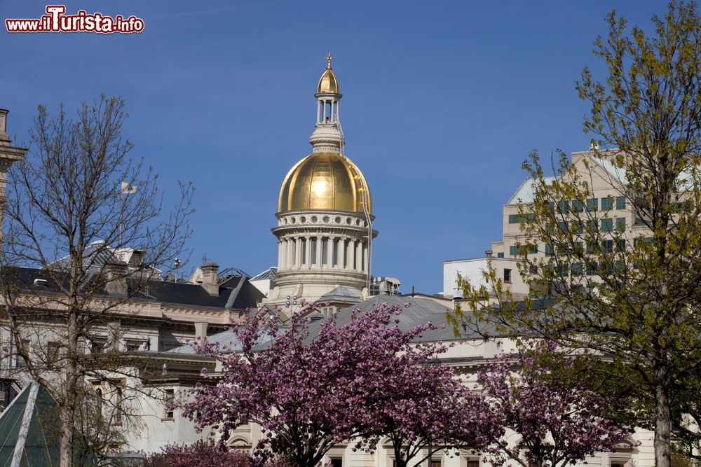 Immagine La cupola dorata del New Jersey State Capitol Building di Trenton (USA) in una splendida giornata di primavera.