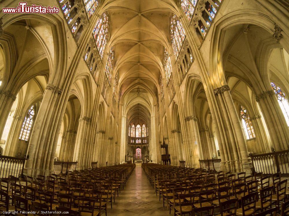 Immagine La maestosa navata della cattedrale di Troyes, Francia: dedicata ai santi Pietro e Paolo, ha una superficie fatta di vetrate di circa 1500 metri - © Fabianodp / Shutterstock.com