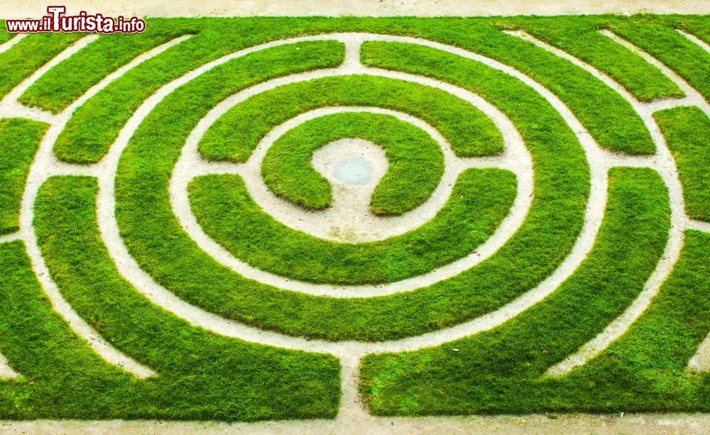 Immagine Labirinto circolare in un giardino visto dall'alto a Chartres, Francia.