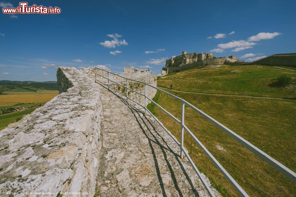 Immagine Le mura del castello di Spis a Zehra, Slovacchia. Con i suoi 41.500 metri quadrati è uno dei maggiori castelli dell'Europa centrale: la sua costruzione risale al XII° secolo quando venne edificato sulle rovine di un preesistente edificio. Dal 1945 appartiene allo stato - © A. Aleksandravicius / Shutterstock.com