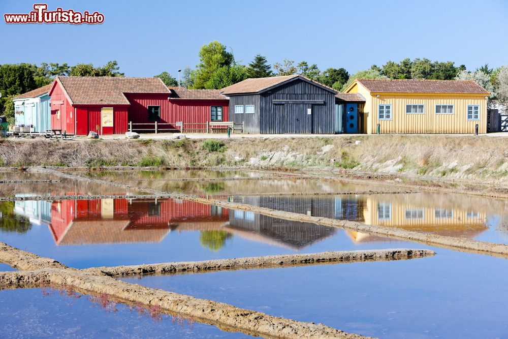 Immagine Le saline a Port des Salines, isola d'Oleron, Francia. Qui si può conoscere la storia della produzione del sale grazie anche a un museo in cui sono esposti antichi strumenti e utensili utilizzati per questo lavoro.