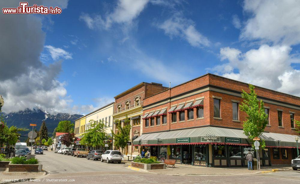 Immagine Negozi e attività commerciali  in una strada alberata di Revelstoke, Canada - © Ceri Breeze / Shutterstock.com