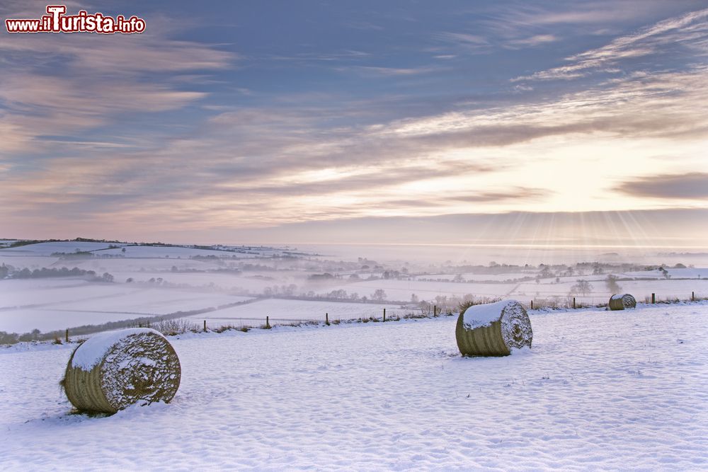 Immagine Paesaggio invernale innevato nelle campagne di Lincoln, Inghilterra.