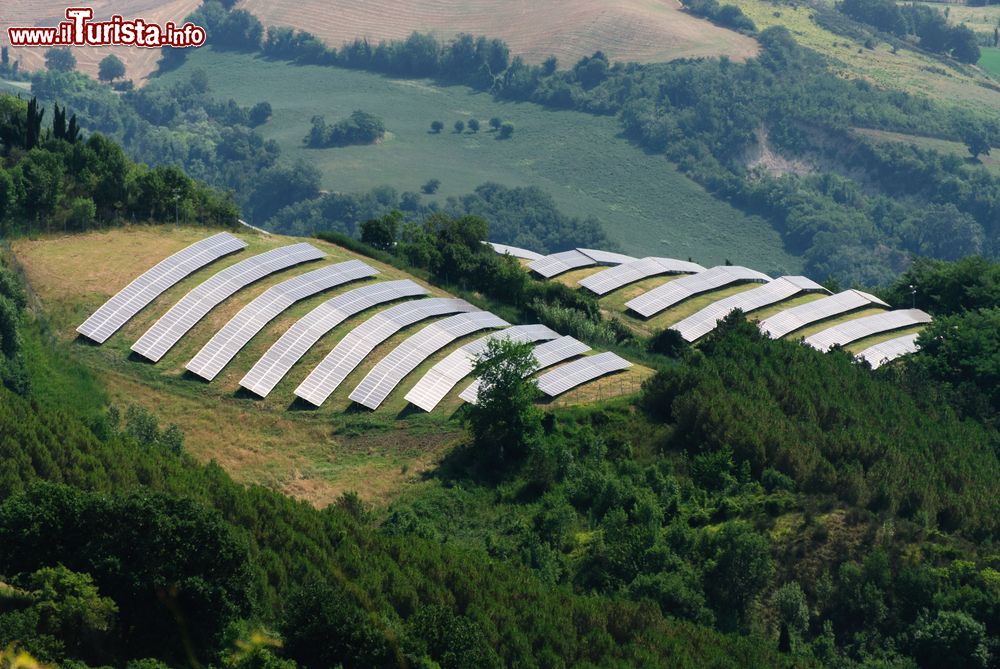 Immagine Pannelli solari di una centrale fotovoltaica a Predappio, Emilia-Romagna.