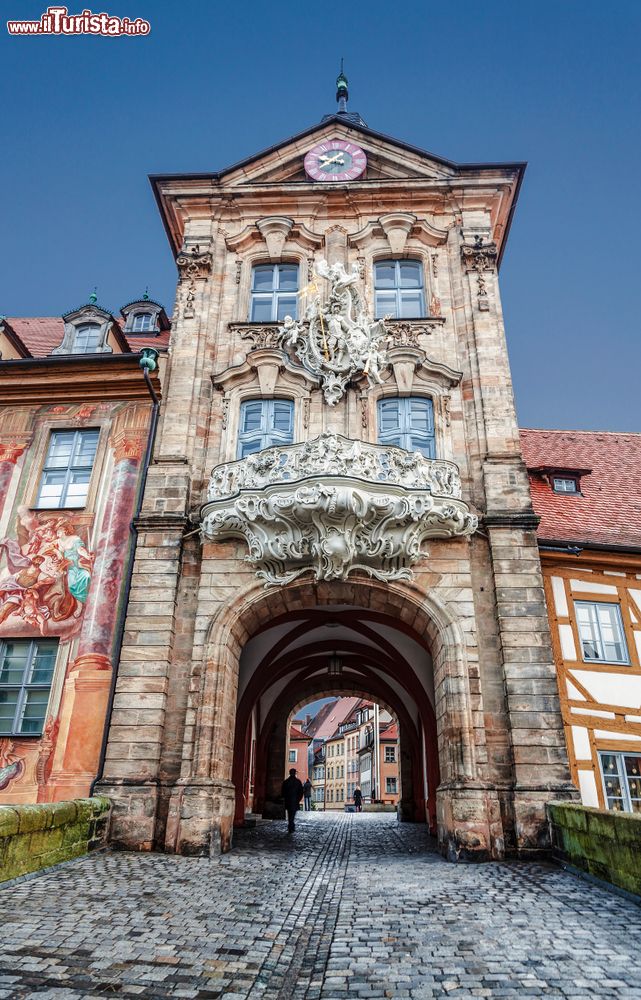 Immagine Particolare del vecchio Palazzo Municipale di Bamberga, Germania. E' uno degli edifici più suggestivi della citatdina bavarese.