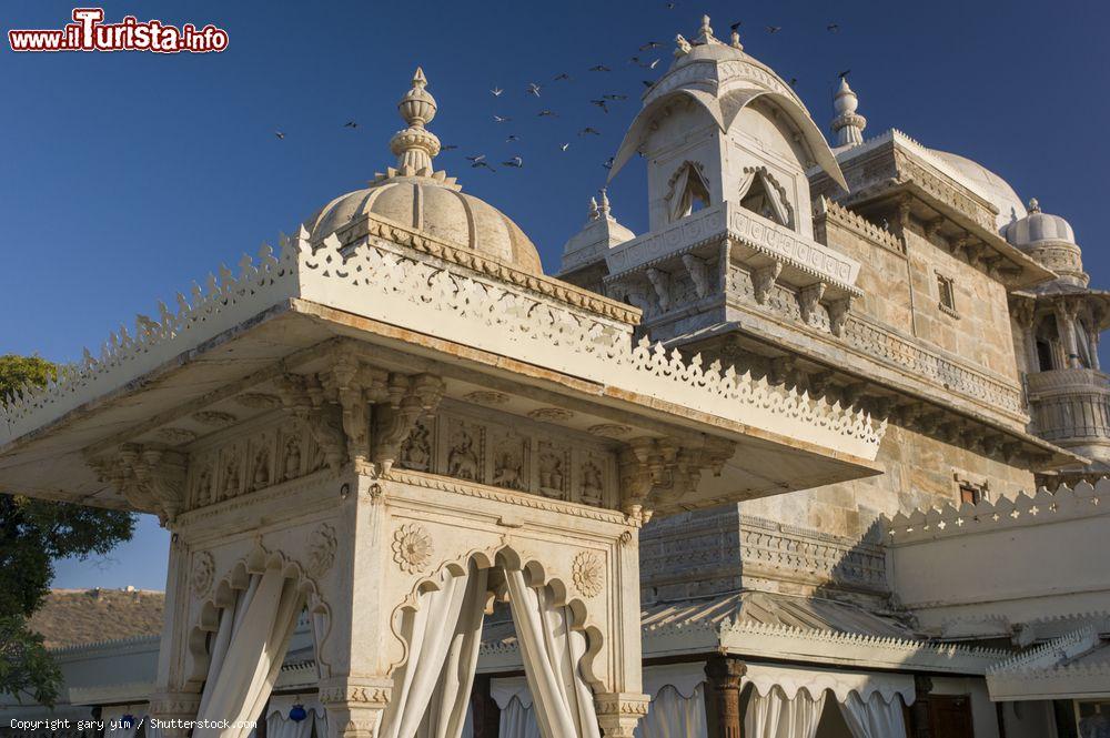 Immagine Particolari architettonici del palazzo Jag Mandir sull'omonima isola nel centro del lago Pichola, Udaipur, Rajasthan - © gary yim / Shutterstock.com
