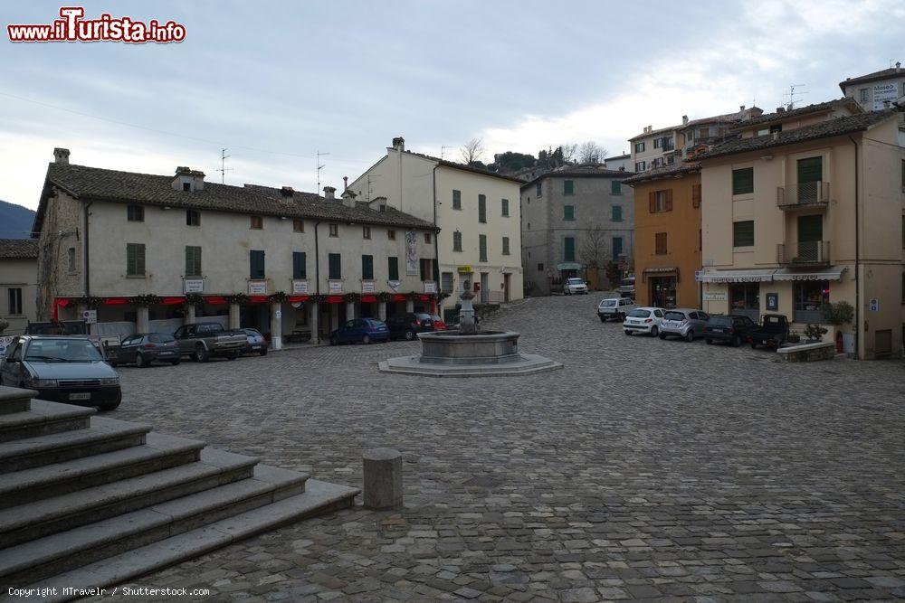 Immagine Piazza Vittorio Emanuele II a Pennabilli, Emilia Romagna. In questo paesello si stabilirono i Malatesta ma anche i Montefeltro e i De Medici; la fortuna arrivò però quando il pontefice decise di trasferire da San Leo la sede vescovile. E' il 1572 quando papa Gregorio XIII° conferisce a Pennabilli il titolo di "città" - © MTravelr / Shutterstock.com