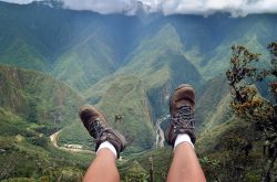 Riposo durante il trekking verso Machu Picchu, ...