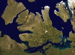 Victoria island ripresa dal satellite. E' l'8a isola per estensione al mondo, la seconda del Canada 