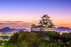 Alba al Castello di Himeji, uno dei siboli del ...
