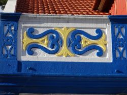Decorazioni ornamentali di una casa tradizionale a Alcochete, Portogallo.



