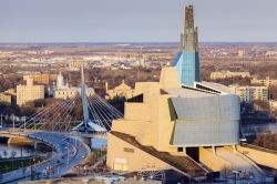 Fotografia aerea di Winnipeg, Canada: la città ha avuto origine dal forte fondato nel 1738 dal francese Pierre de la Verendrye.
