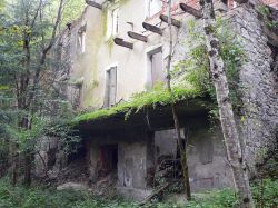 Il borgo abbandonato di California a Gosaldo nel Veneto. Nel 1966 un'alluvione distrusse totalmente questa frazione in provincia di Belluno. Oggi rimangono solo i ruderi delle case immersi ...