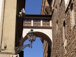 Il Corridoio Vasariano che collega Palazzo Vecchio con gli uffici e Palazzo Pitti a Firenze, Toscana.
