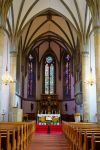 Interno della cattedrale di St. Florin a Vaduz, Liechtenstein. In stile neogotico, questo luogo di culto venne edificato fra il 1868 e il 1873 con il contributo del principe Giovanni II° ...