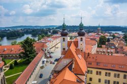 La città storica di Telc vista dall'alto, Repubblica Ceca.



