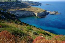 La costa selvaggia vicino ad Augusta, Sicilia. Situata in provincia di Siracusa, questa località nei pressi del sito dell'antica città dorica di Megara Hyblaea venne fondata ...