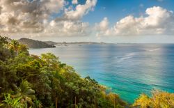 Panorama della Sea Lagoon a Grenada, America Centrale. Siamo al largo delle coste del Venezuela, nell'Oceano Atlantico Settentrionale.
