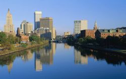 Panorama di Providence, Rhode Island, Stati Uniti d'America. Dopo Boston, è la seconda città per grandezza del New England.
