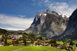 Un suggestivo panorama di Grindelwald, Alpi svizzere. Il nome Grindelwald deriva dal tedesco antico e significa "barriera di bosco" - © 83785351 / Shutterstock.com