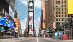 Times Square vuota a causa della pandemia del coronavirus che ha colpito soprattutto lo stato di New York e la Grande Mela - © haeryung stock images / Shutterstock.com