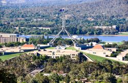 Vista aerea del parlamento di Canberra, Australia ...
